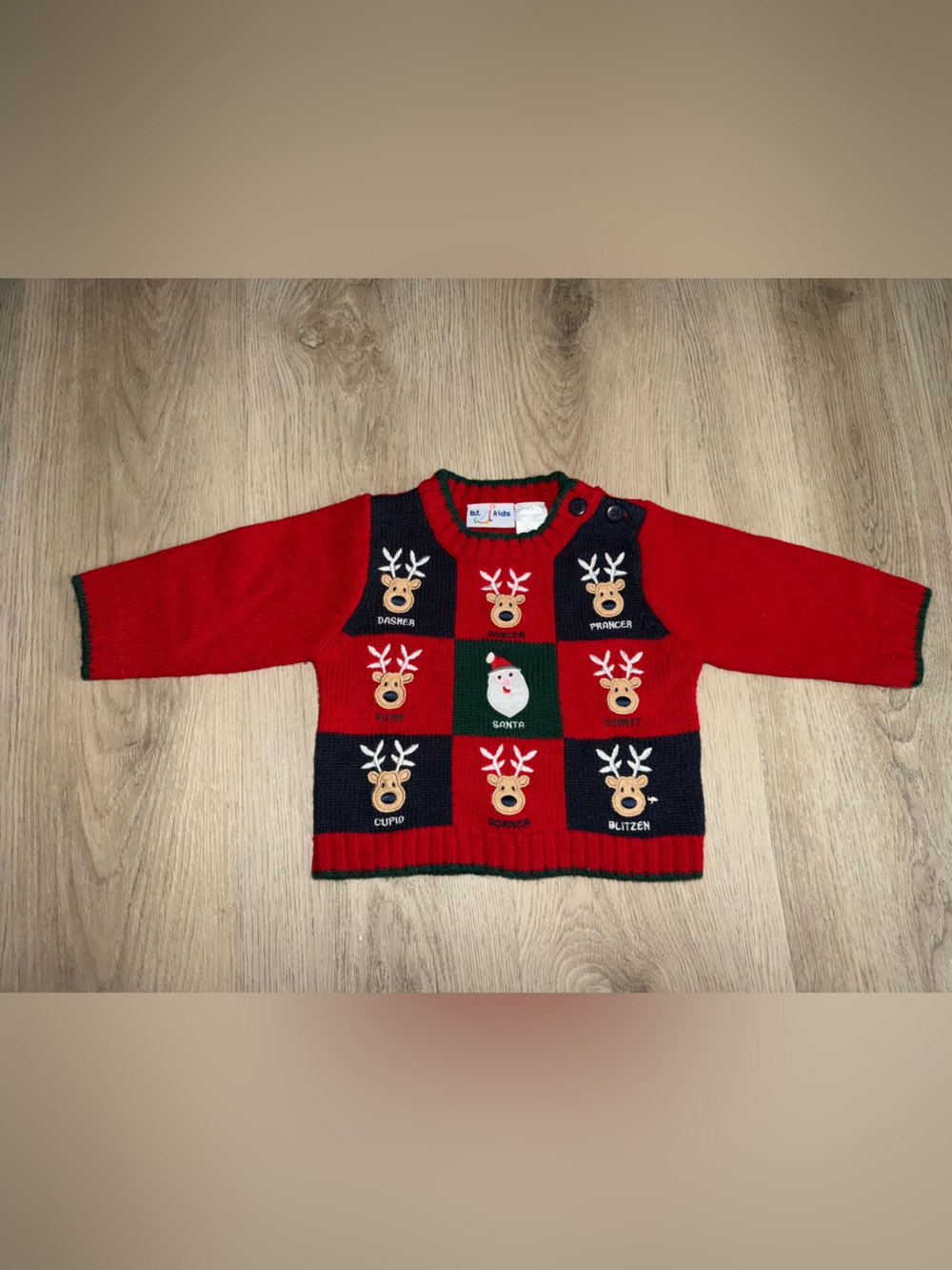 Kids Red Holiday Sweater with Reindeer b.t. kids 12m